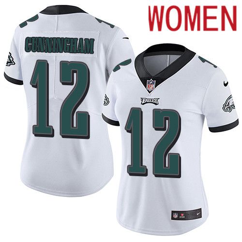 Women Philadelphia Eagles #12 Randall Cunningham Nike White Vapor Limited NFL Jersey->women nfl jersey->Women Jersey